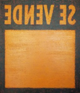 Orange square on a black background. Above it is the inscription: For sale